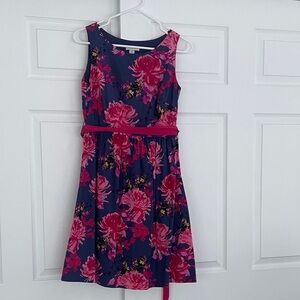 Garnet Hill Pink and Navy Floral Dress